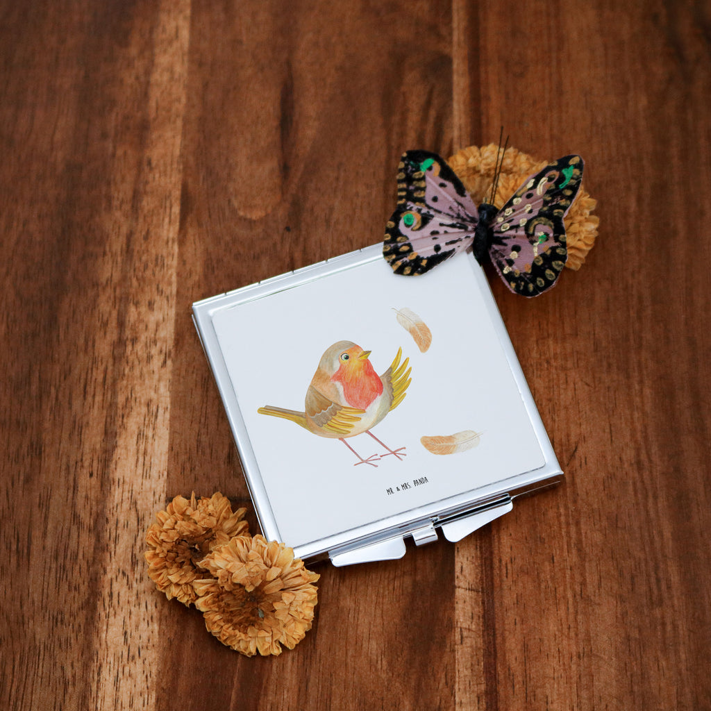 Handtaschenspiegel quadratisch Rotkehlchen mit Federn Spiegel, Handtasche, Quadrat, silber, schminken, Schminkspiegel, Tiermotive, Gute Laune, lustige Sprüche, Tiere, What if i fall, Rotkehlchen, Spruch Motivation, Spruch Mut, Vogel, Motivation Sprüche, Motivationsbilder, fliegen