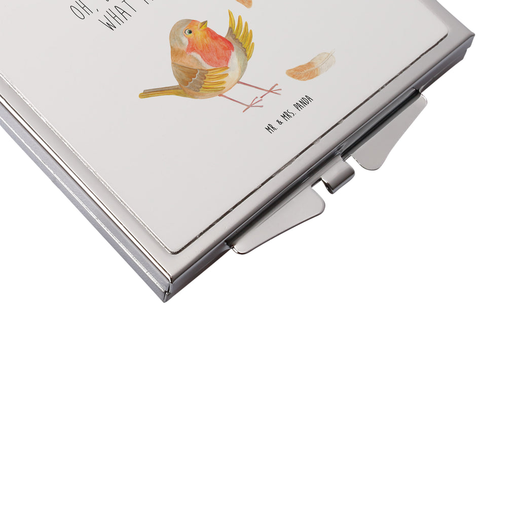 Handtaschenspiegel quadratisch Rotkehlchen mit Federn Spiegel, Handtasche, Quadrat, silber, schminken, Schminkspiegel, Tiermotive, Gute Laune, lustige Sprüche, Tiere, What if i fall, Rotkehlchen, Spruch Motivation, Spruch Mut, Vogel, Motivation Sprüche, Motivationsbilder, fliegen
