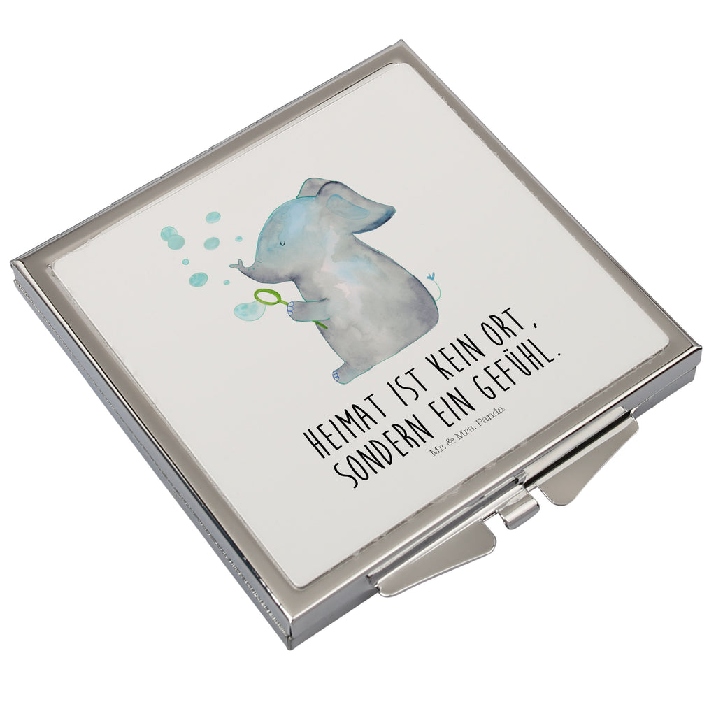 Handtaschenspiegel quadratisch Elefant Seifenblasen Spiegel, Handtasche, Quadrat, silber, schminken, Schminkspiegel, Tiermotive, Gute Laune, lustige Sprüche, Tiere, Elefant, Elefanten, Dickhäter, Rüsseltier, Seifenblasen, Liebe, Heimat, Gefühl. Daheim, Liebesbeweis, Liebesspruch