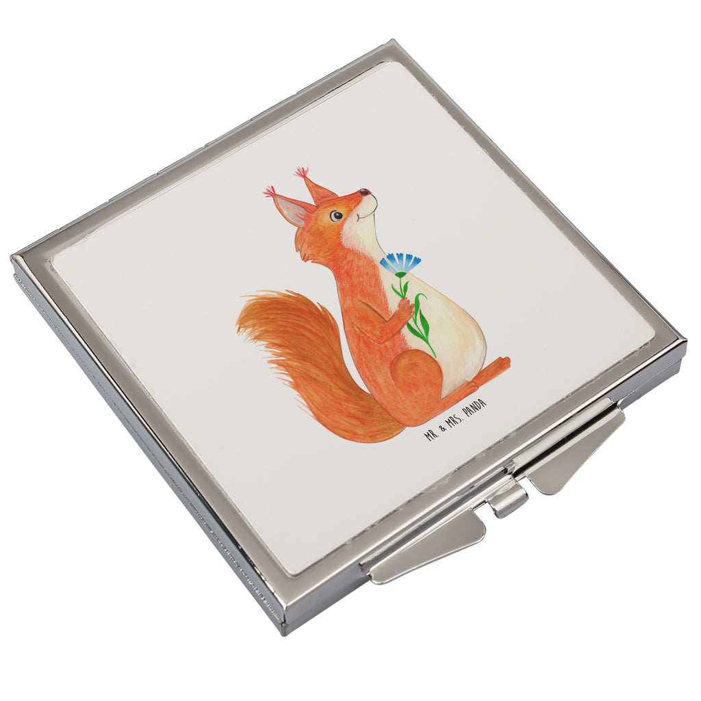 Handtaschenspiegel quadratisch Eichhörnchen Blume Spiegel, Handtasche, Quadrat, silber, schminken, Schminkspiegel, Tiermotive, Gute Laune, lustige Sprüche, Tiere, Eichhörnchen, Eichhorn, Spruch positiv, Lachen, Spaß, Motivation Sprüche, Motivation Bilder, glücklich Spruch, Spruch Deko