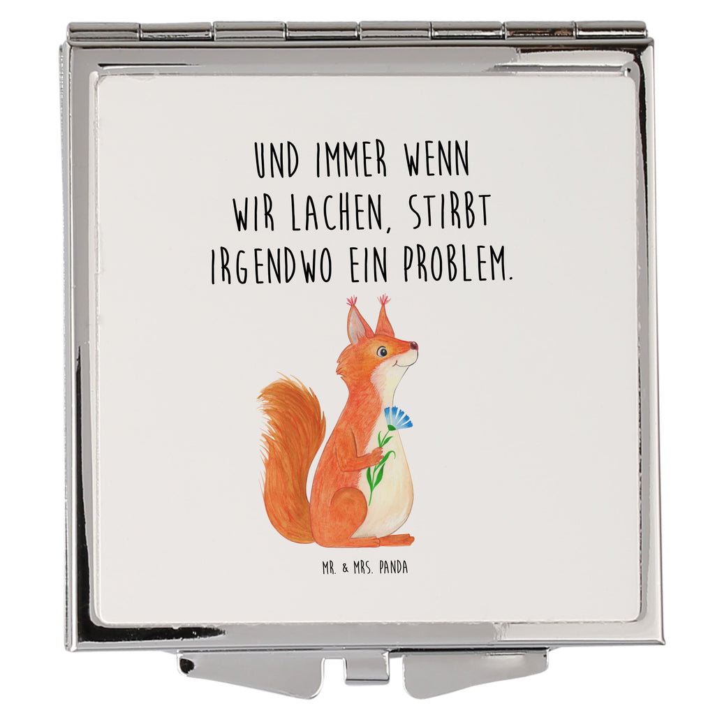 Handtaschenspiegel quadratisch Eichhörnchen Blume Spiegel, Handtasche, Quadrat, silber, schminken, Schminkspiegel, Tiermotive, Gute Laune, lustige Sprüche, Tiere, Eichhörnchen, Eichhorn, Spruch positiv, Lachen, Spaß, Motivation Sprüche, Motivation Bilder, glücklich Spruch, Spruch Deko