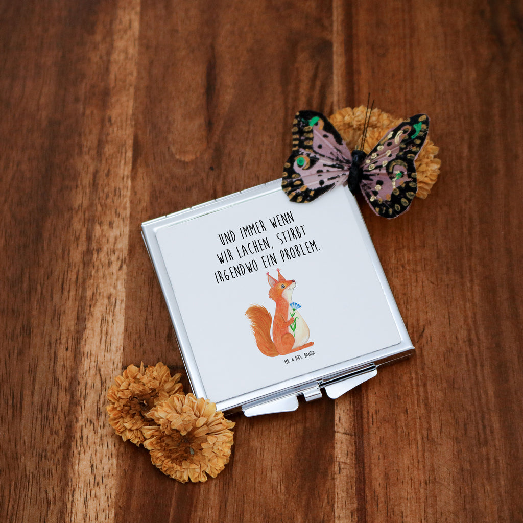 Handtaschenspiegel quadratisch Eichhörnchen Blume Spiegel, Handtasche, Quadrat, silber, schminken, Schminkspiegel, Tiermotive, Gute Laune, lustige Sprüche, Tiere, Eichhörnchen, Eichhorn, Spruch positiv, Lachen, Spaß, Motivation Sprüche, Motivation Bilder, glücklich Spruch, Spruch Deko