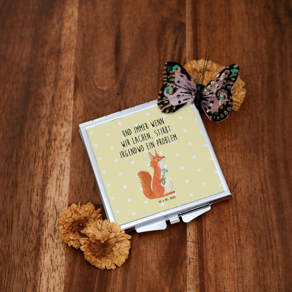 Handtaschenspiegel quadratisch Eichhörnchen Blume Spiegel, Handtasche, Quadrat, silber, schminken, Schminkspiegel, Tiermotive, Gute Laune, lustige Sprüche, Tiere, Eichhörnchen, Eichhorn, Spruch positiv, Lachen, Spaß, Motivation Sprüche, Motivation Bilder, glücklich Spruch, Spruch Deko