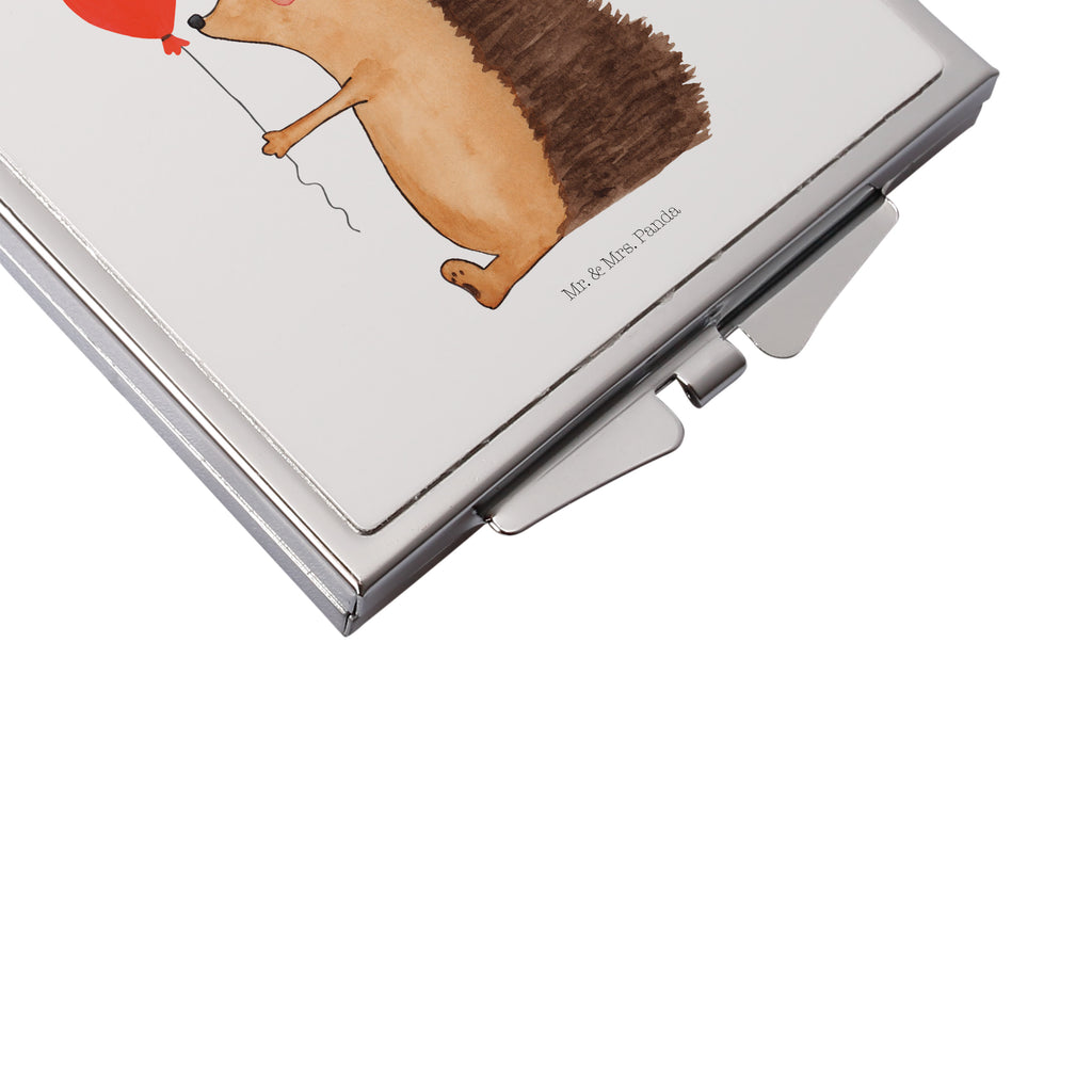 Handtaschenspiegel quadratisch Igel mit Luftballon Spiegel, Handtasche, Quadrat, silber, schminken, Schminkspiegel, Tiermotive, Gute Laune, lustige Sprüche, Tiere, Igel, Geburtstag, Herzlichen Glückwunsch, Glückwunsch, Geburtstagskind, Ballon, Happy Birthday