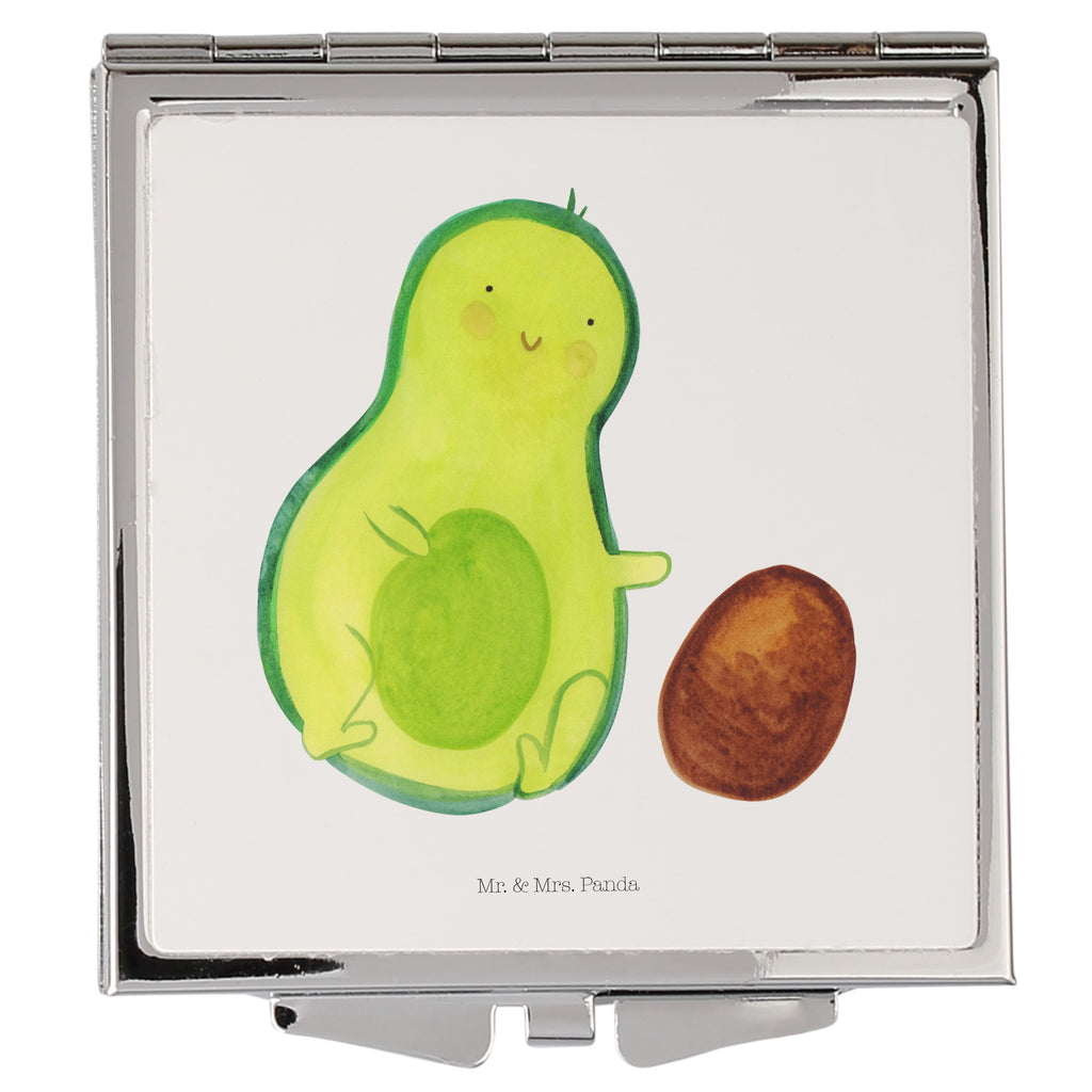 Handtaschenspiegel quadratisch Avocado rollt Kern Spiegel, Handtasche, Quadrat, silber, schminken, Schminkspiegel, Avocado, Veggie, Vegan, Gesund, Avocados, Schwanger, Geburt, Geburtstag, Säugling, Kind, erstes Kind, zur Geburt, Schwangerschaft, Babyparty, Baby, große Liebe, Liebe, Love