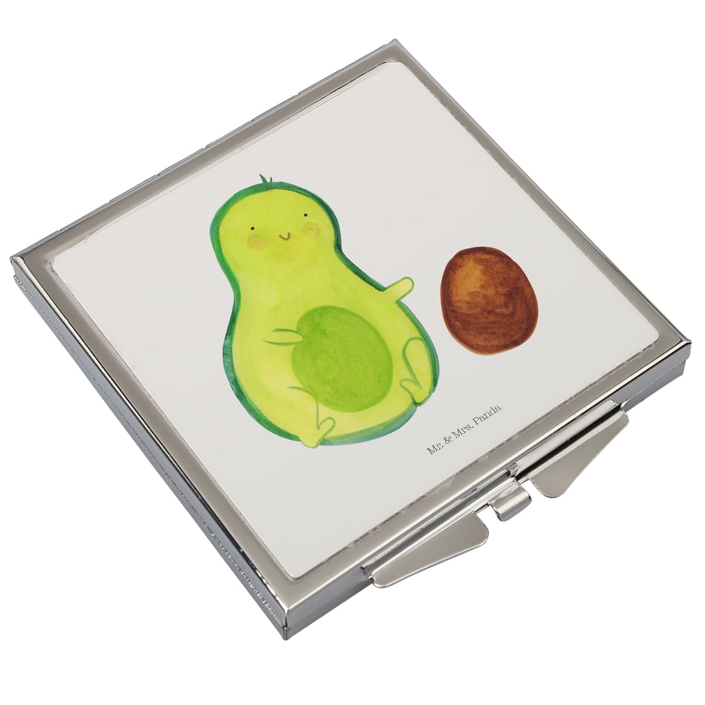 Handtaschenspiegel quadratisch Avocado rollt Kern Spiegel, Handtasche, Quadrat, silber, schminken, Schminkspiegel, Avocado, Veggie, Vegan, Gesund, Avocados, Schwanger, Geburt, Geburtstag, Säugling, Kind, erstes Kind, zur Geburt, Schwangerschaft, Babyparty, Baby, große Liebe, Liebe, Love