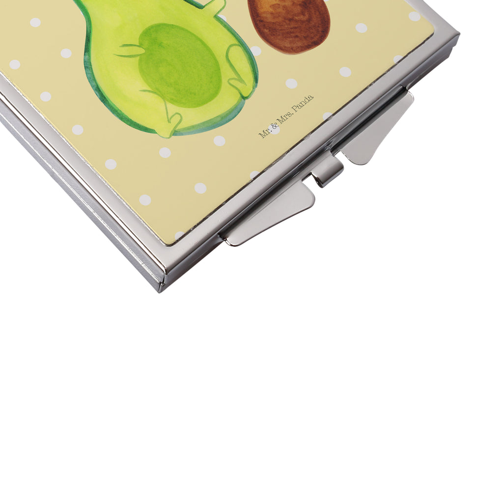 Handtaschenspiegel quadratisch Avocado rollt Kern Spiegel, Handtasche, Quadrat, silber, schminken, Schminkspiegel, Avocado, Veggie, Vegan, Gesund, Avocados, Schwanger, Geburt, Geburtstag, Säugling, Kind, erstes Kind, zur Geburt, Schwangerschaft, Babyparty, Baby, große Liebe, Liebe, Love
