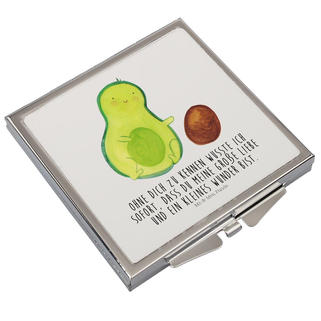Handtaschenspiegel quadratisch Avocado rollt Kern Spiegel, Handtasche, Quadrat, silber, schminken, Schminkspiegel, Avocado, Veggie, Vegan, Gesund, Avocados, Schwanger, Geburt, Geburtstag, Säugling, Kind, erstes Kind, zur Geburt, Schwangerschaft, Babyparty, Baby, große Liebe, Liebe, Love
