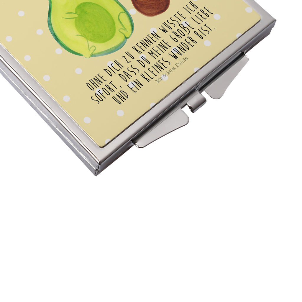 Handtaschenspiegel quadratisch Avocado rollt Kern Spiegel, Handtasche, Quadrat, silber, schminken, Schminkspiegel, Avocado, Veggie, Vegan, Gesund, Avocados, Schwanger, Geburt, Geburtstag, Säugling, Kind, erstes Kind, zur Geburt, Schwangerschaft, Babyparty, Baby, große Liebe, Liebe, Love