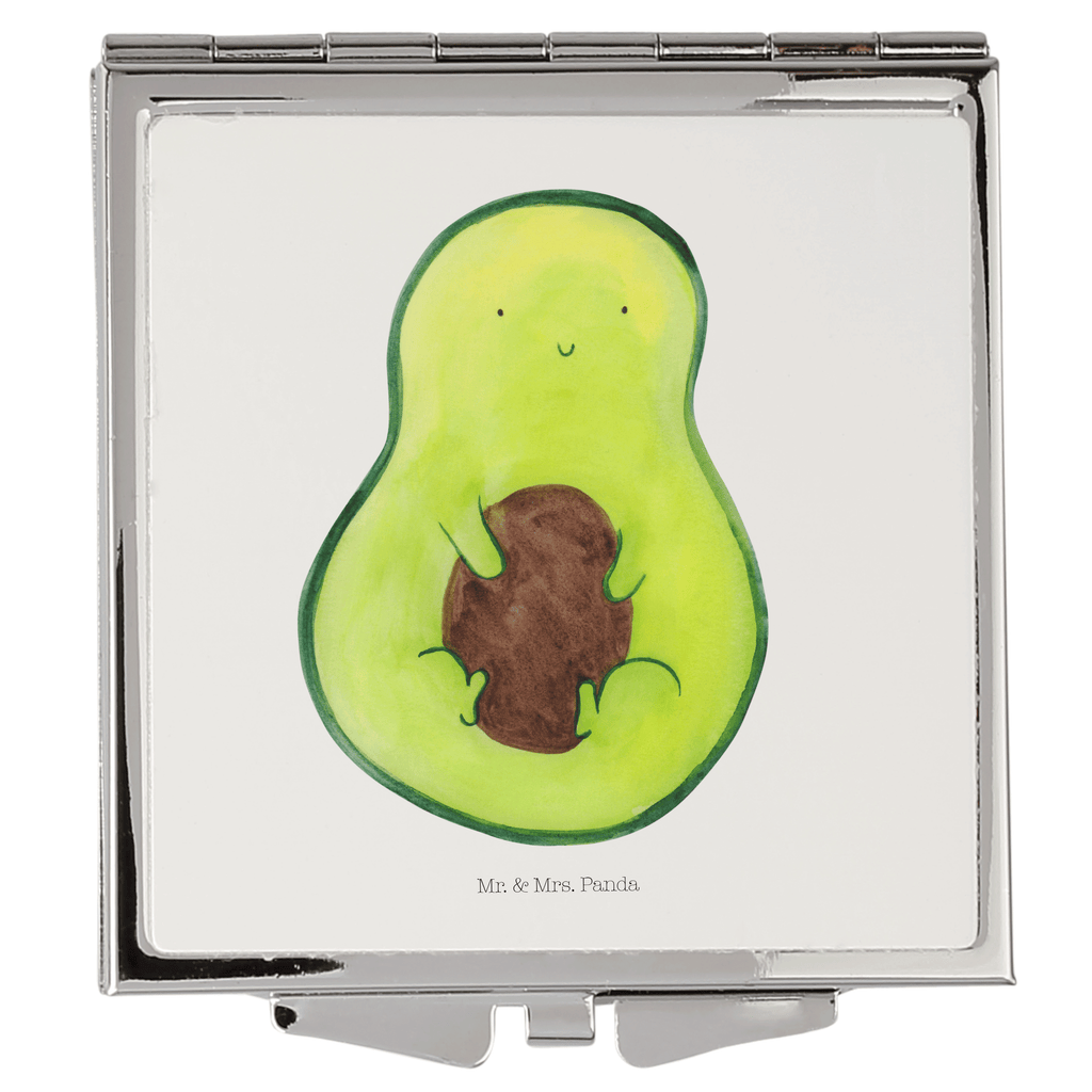 Handtaschenspiegel quadratisch Avocado mit Kern Spiegel, Handtasche, Quadrat, silber, schminken, Schminkspiegel, Avocado, Veggie, Vegan, Gesund, Avokado, Avocadokern, Kern, Pflanze, Spruch Leben