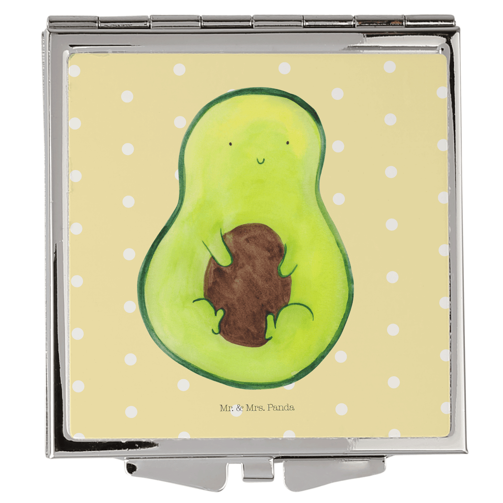 Handtaschenspiegel quadratisch Avocado mit Kern Spiegel, Handtasche, Quadrat, silber, schminken, Schminkspiegel, Avocado, Veggie, Vegan, Gesund, Avokado, Avocadokern, Kern, Pflanze, Spruch Leben