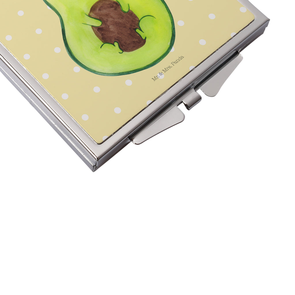 Handtaschenspiegel quadratisch Avocado mit Kern Spiegel, Handtasche, Quadrat, silber, schminken, Schminkspiegel, Avocado, Veggie, Vegan, Gesund, Avokado, Avocadokern, Kern, Pflanze, Spruch Leben