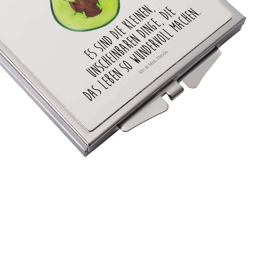 Handtaschenspiegel quadratisch Avocado mit Kern Spiegel, Handtasche, Quadrat, silber, schminken, Schminkspiegel, Avocado, Veggie, Vegan, Gesund, Avokado, Avocadokern, Kern, Pflanze, Spruch Leben