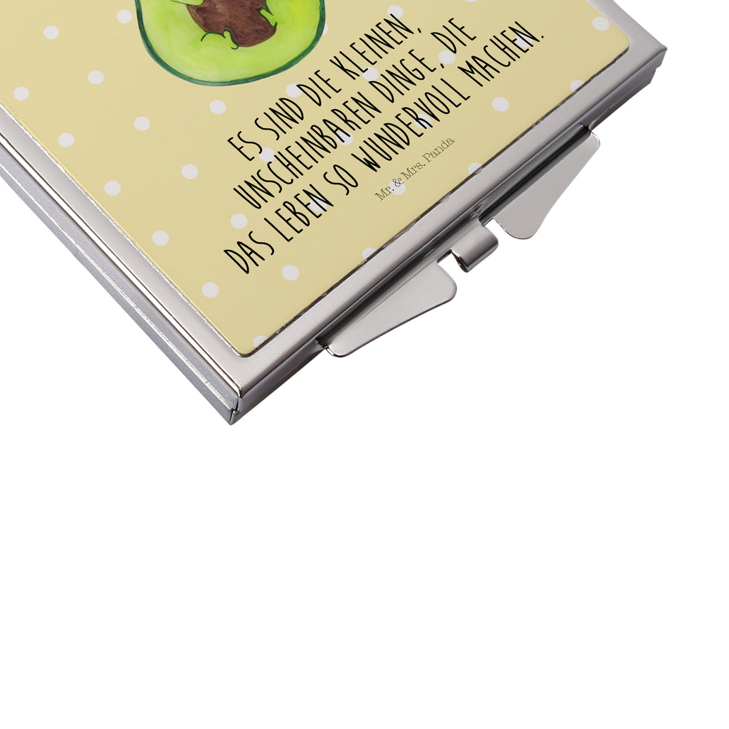 Handtaschenspiegel quadratisch Avocado mit Kern Spiegel, Handtasche, Quadrat, silber, schminken, Schminkspiegel, Avocado, Veggie, Vegan, Gesund, Avokado, Avocadokern, Kern, Pflanze, Spruch Leben
