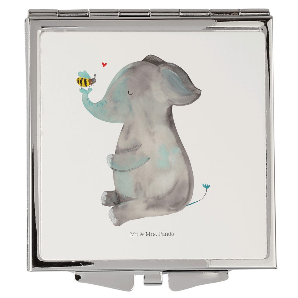 Handtaschenspiegel quadratisch Elefant & Biene Spiegel, Handtasche, Quadrat, silber, schminken, Schminkspiegel, Tiermotive, Gute Laune, lustige Sprüche, Tiere, Elefant, Biene, Liebe, Liebesbeweis, Jahrestag, Liebesgeschenk, Heiratsantrag, Hochzeitsgeschenk, Liebesspruch