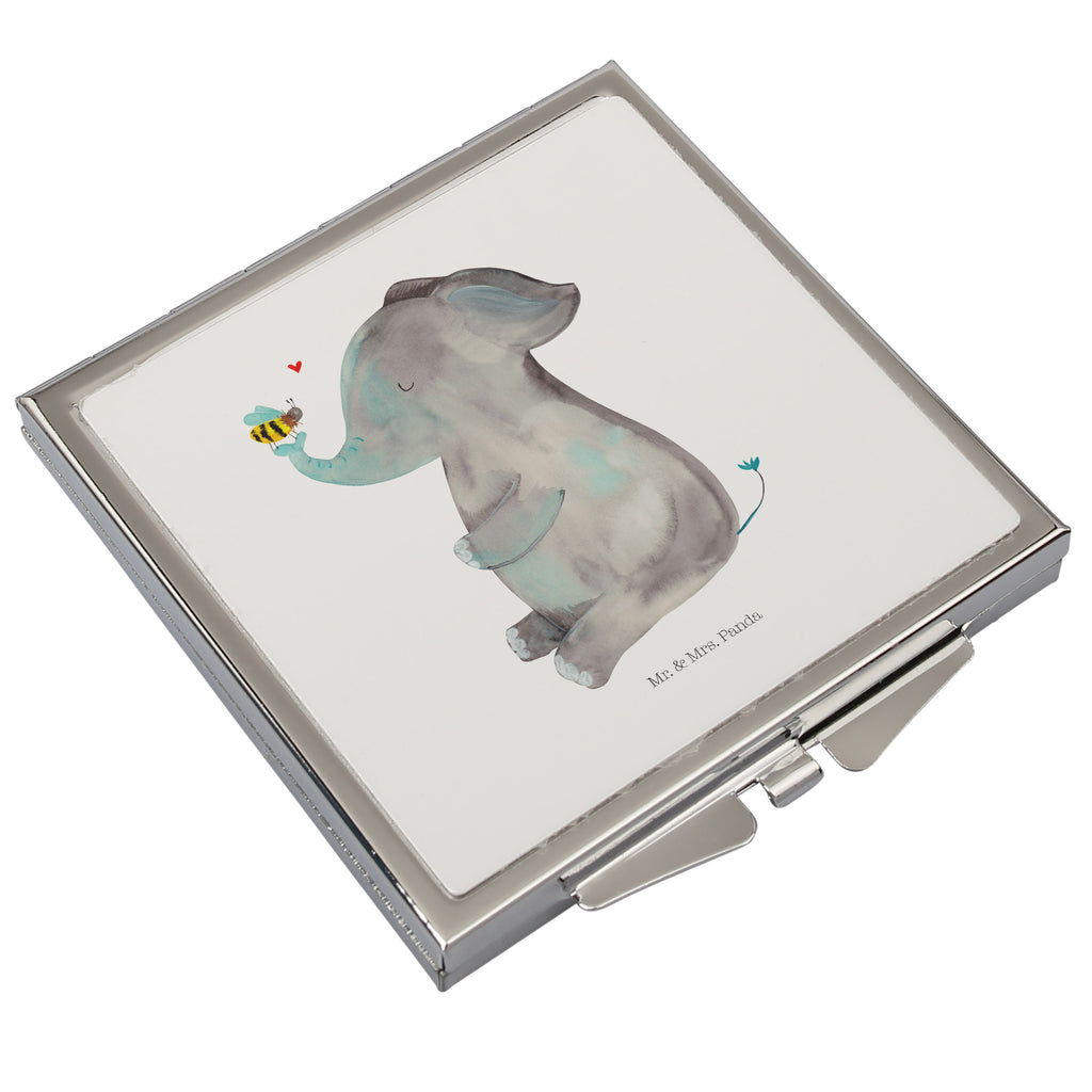 Handtaschenspiegel quadratisch Elefant & Biene Spiegel, Handtasche, Quadrat, silber, schminken, Schminkspiegel, Tiermotive, Gute Laune, lustige Sprüche, Tiere, Elefant, Biene, Liebe, Liebesbeweis, Jahrestag, Liebesgeschenk, Heiratsantrag, Hochzeitsgeschenk, Liebesspruch