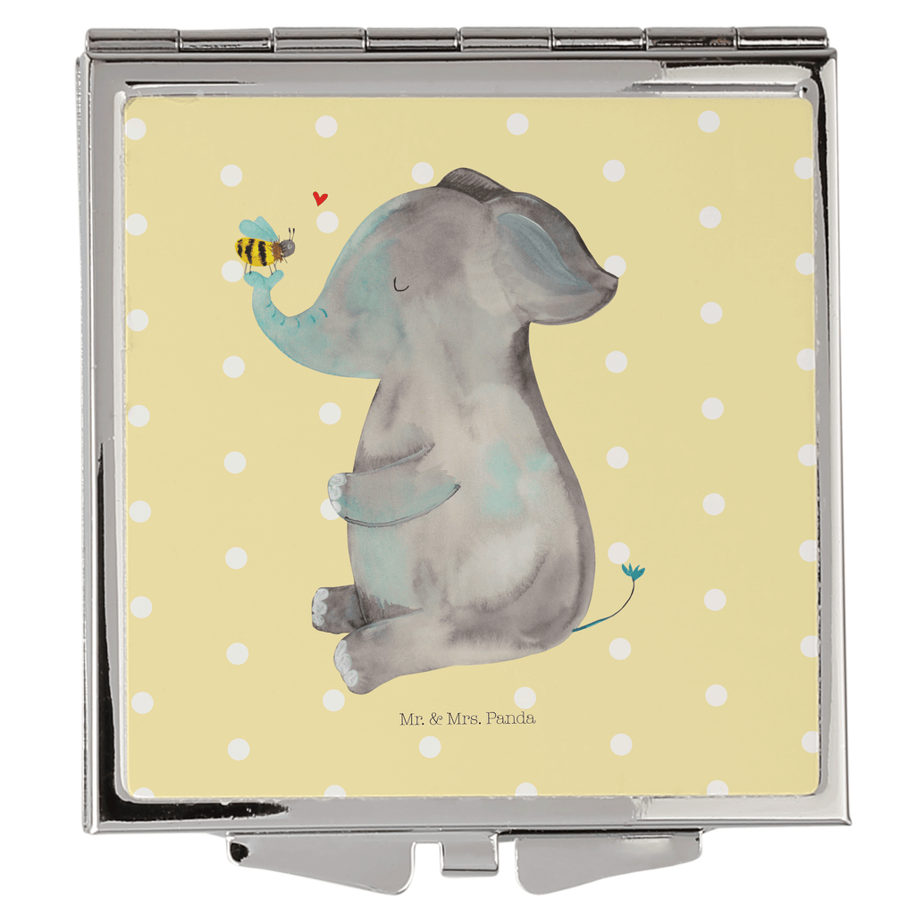Handtaschenspiegel quadratisch Elefant & Biene Spiegel, Handtasche, Quadrat, silber, schminken, Schminkspiegel, Tiermotive, Gute Laune, lustige Sprüche, Tiere, Elefant, Biene, Liebe, Liebesbeweis, Jahrestag, Liebesgeschenk, Heiratsantrag, Hochzeitsgeschenk, Liebesspruch