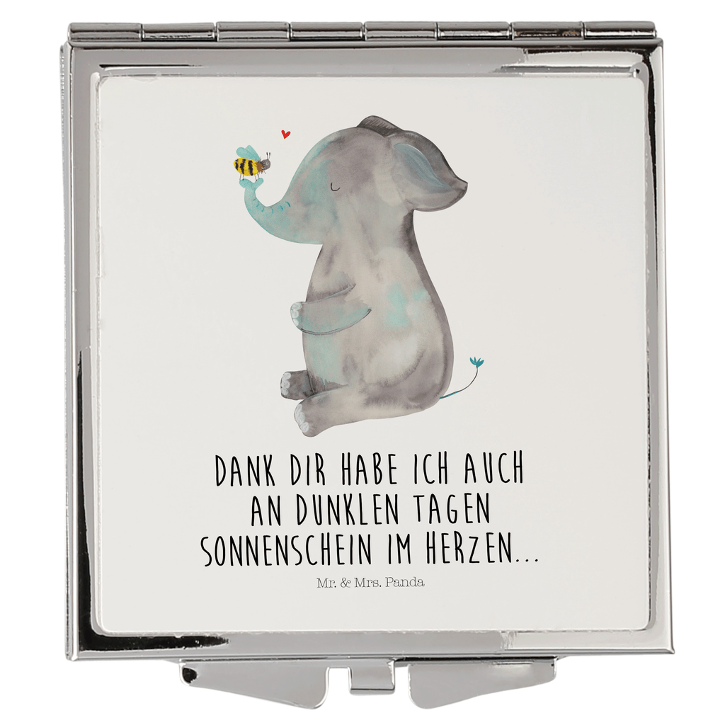 Handtaschenspiegel quadratisch Elefant & Biene Spiegel, Handtasche, Quadrat, silber, schminken, Schminkspiegel, Tiermotive, Gute Laune, lustige Sprüche, Tiere, Elefant, Biene, Liebe, Liebesbeweis, Jahrestag, Liebesgeschenk, Heiratsantrag, Hochzeitsgeschenk, Liebesspruch