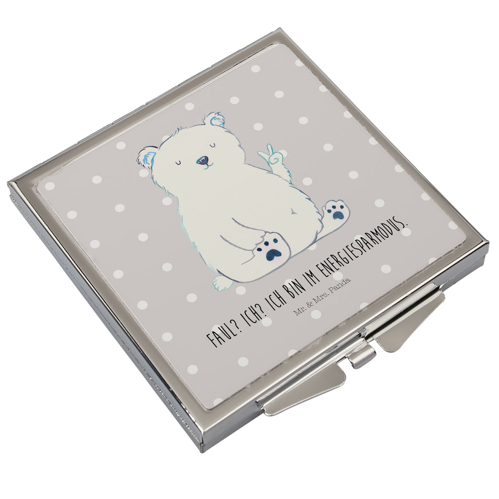 Handtaschenspiegel quadratisch Eisbär Faul Spiegel, Handtasche, Quadrat, silber, schminken, Schminkspiegel, Bär, Teddy, Teddybär, Eisbär, Nordpol, Faul, Entspannen, Relaxen, Büro, Arbeit, Bürojob, Arbeitsplatz, Homeoffice
