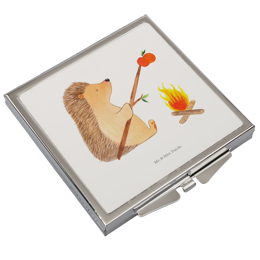 Handtaschenspiegel quadratisch Igel grillt Spiegel, Handtasche, Quadrat, silber, schminken, Schminkspiegel, Tiermotive, Gute Laune, lustige Sprüche, Tiere, Igel, Grillen, Ziele, Motivation, arbeitslos, Sinn des Lebens, Spruch