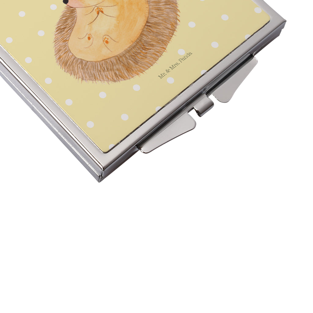 Handtaschenspiegel quadratisch Igel betet Spiegel, Handtasche, Quadrat, silber, schminken, Schminkspiegel, Tiermotive, Gute Laune, lustige Sprüche, Tiere, Igel, Igel mit Hut, Sonnenhut, Gott, Amen, beten, Leben, Dankbarkeit, Dankbar sein, dankbar, genießen