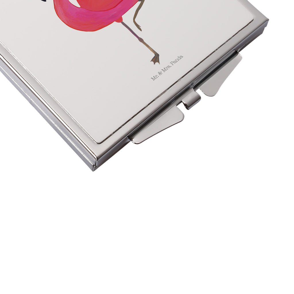 Handtaschenspiegel quadratisch Flamingo classic Spiegel, Handtasche, Quadrat, silber, schminken, Schminkspiegel, Flamingo, Einzigartig, Selbstliebe, Stolz, ich, für mich, Spruch, Freundin, Freundinnen, Außenseiter, Sohn, Tochter, Geschwister