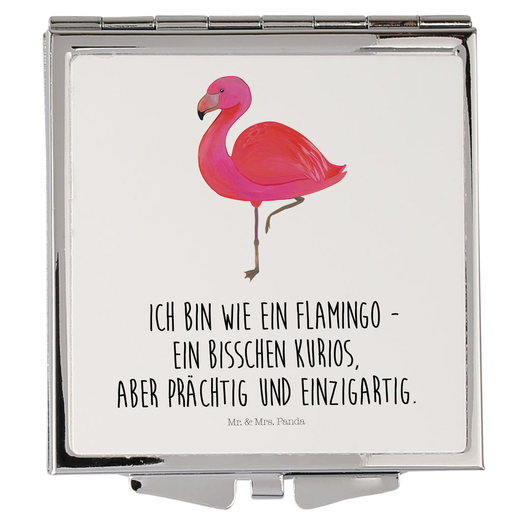 Handtaschenspiegel quadratisch Flamingo classic Spiegel, Handtasche, Quadrat, silber, schminken, Schminkspiegel, Flamingo, Einzigartig, Selbstliebe, Stolz, ich, für mich, Spruch, Freundin, Freundinnen, Außenseiter, Sohn, Tochter, Geschwister