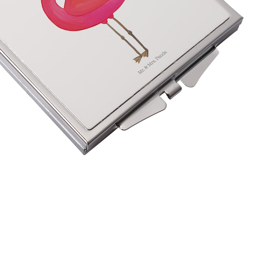 Handtaschenspiegel quadratisch Flamingo stolz Spiegel, Handtasche, Quadrat, silber, schminken, Schminkspiegel, Flamingo, stolz, Freude, Selbstliebe, Selbstakzeptanz, Freundin, beste Freundin, Tochter, Mama, Schwester