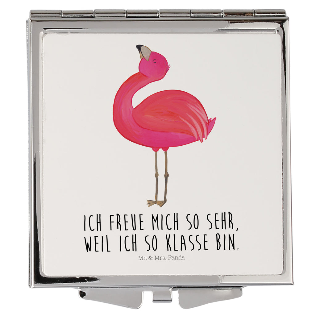 Handtaschenspiegel quadratisch Flamingo stolz Spiegel, Handtasche, Quadrat, silber, schminken, Schminkspiegel, Flamingo, stolz, Freude, Selbstliebe, Selbstakzeptanz, Freundin, beste Freundin, Tochter, Mama, Schwester