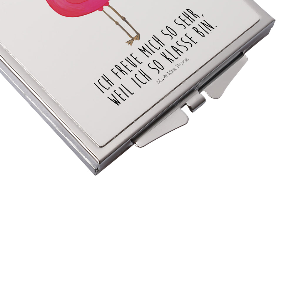 Handtaschenspiegel quadratisch Flamingo stolz Spiegel, Handtasche, Quadrat, silber, schminken, Schminkspiegel, Flamingo, stolz, Freude, Selbstliebe, Selbstakzeptanz, Freundin, beste Freundin, Tochter, Mama, Schwester