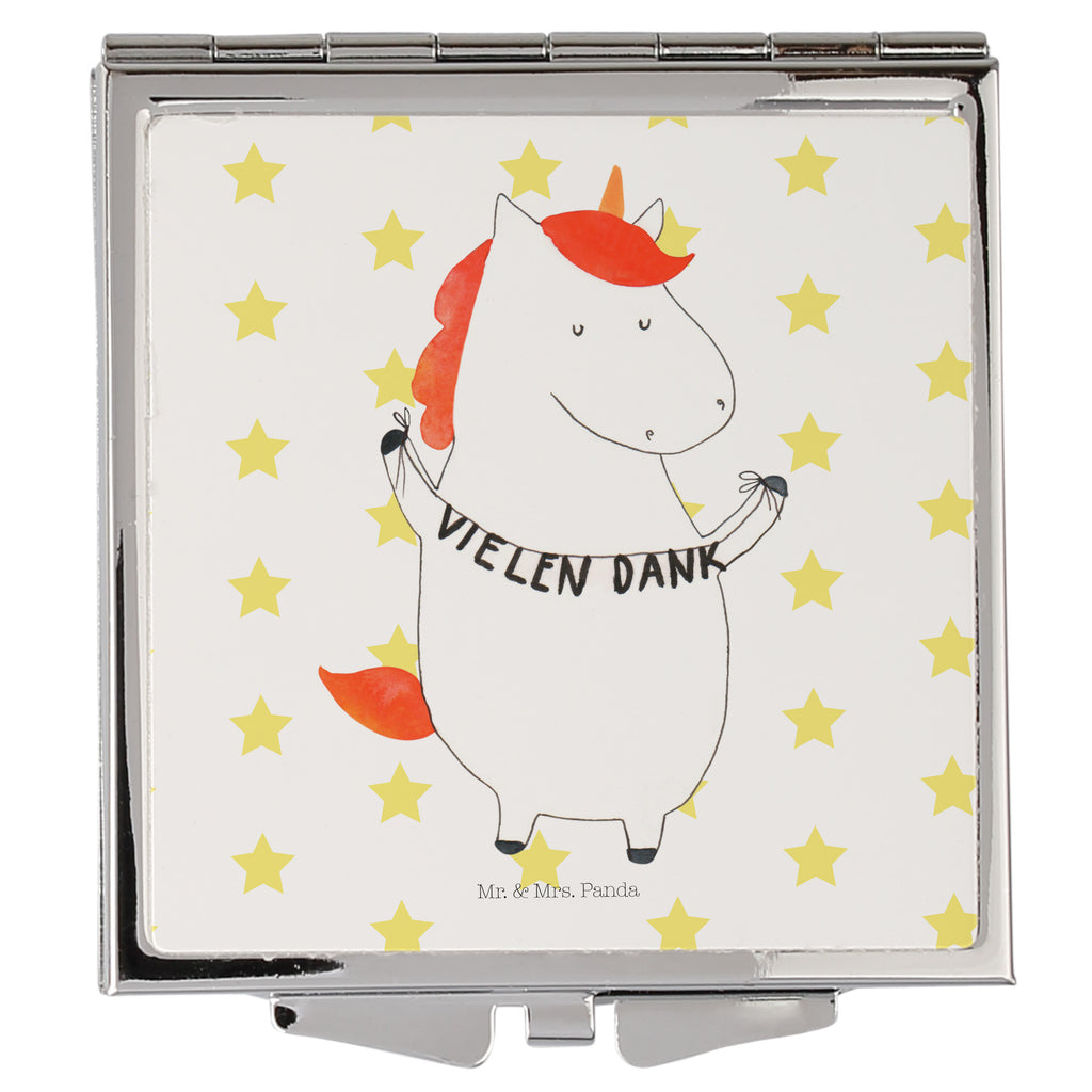 Handtaschenspiegel quadratisch Einhorn Vielen Dank Spiegel, Handtasche, Quadrat, silber, schminken, Schminkspiegel, Einhorn, Einhörner, Einhorn Deko, Pegasus, Unicorn, Danke, vielen Dank, Dankeschön, Danksagung