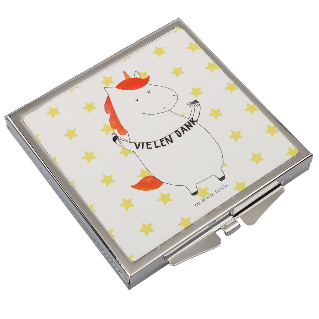 Handtaschenspiegel quadratisch Einhorn Vielen Dank Spiegel, Handtasche, Quadrat, silber, schminken, Schminkspiegel, Einhorn, Einhörner, Einhorn Deko, Pegasus, Unicorn, Danke, vielen Dank, Dankeschön, Danksagung