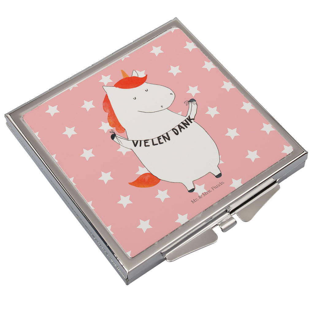 Handtaschenspiegel quadratisch Einhorn Vielen Dank Spiegel, Handtasche, Quadrat, silber, schminken, Schminkspiegel, Einhorn, Einhörner, Einhorn Deko, Pegasus, Unicorn, Danke, vielen Dank, Dankeschön, Danksagung