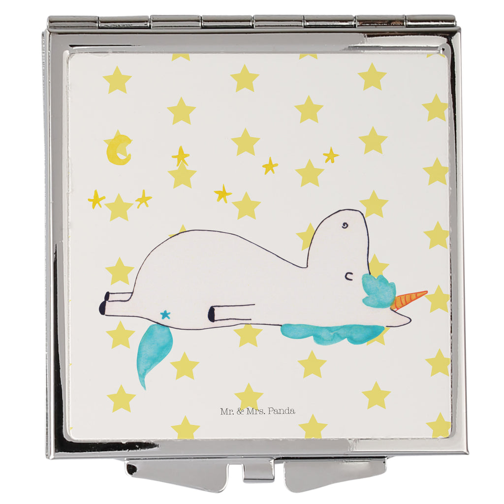 Handtaschenspiegel quadratisch Einhorn Sternenhimmel Spiegel, Handtasche, Quadrat, silber, schminken, Schminkspiegel, Einhorn, Einhörner, Einhorn Deko, Pegasus, Unicorn, Sterne, Dachschaden, Verrückt, Sternenhimmel