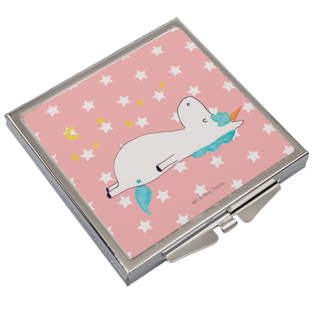 Handtaschenspiegel quadratisch Einhorn Sternenhimmel Spiegel, Handtasche, Quadrat, silber, schminken, Schminkspiegel, Einhorn, Einhörner, Einhorn Deko, Pegasus, Unicorn, Sterne, Dachschaden, Verrückt, Sternenhimmel