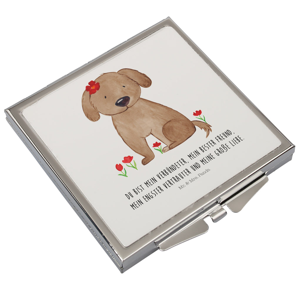 Handtaschenspiegel quadratisch Hund Hundedame Spiegel, Handtasche, Quadrat, silber, schminken, Schminkspiegel, Hund, Hundemotiv, Haustier, Hunderasse, Tierliebhaber, Hundebesitzer, Sprüche, Hunde, Hundeliebe, Hundeglück, Liebe, Frauchen
