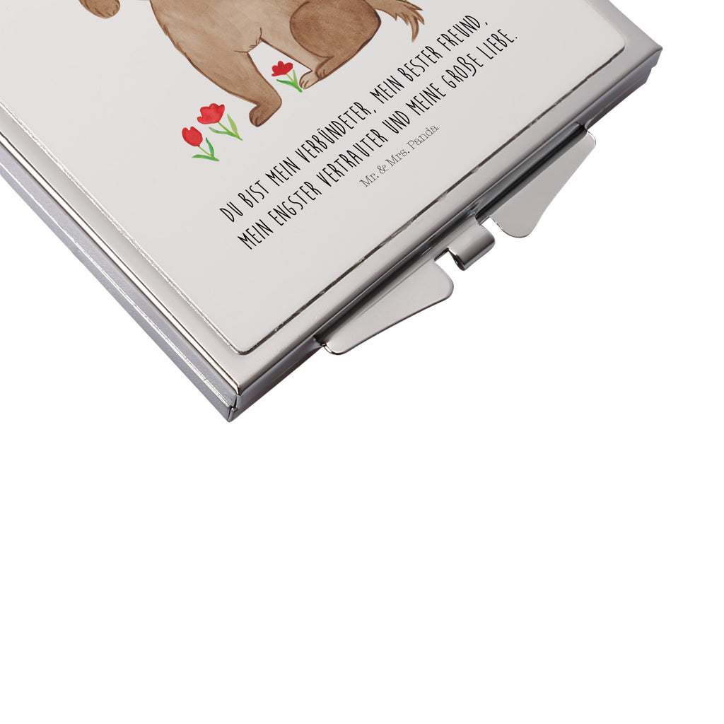 Handtaschenspiegel quadratisch Hund Hundedame Spiegel, Handtasche, Quadrat, silber, schminken, Schminkspiegel, Hund, Hundemotiv, Haustier, Hunderasse, Tierliebhaber, Hundebesitzer, Sprüche, Hunde, Hundeliebe, Hundeglück, Liebe, Frauchen