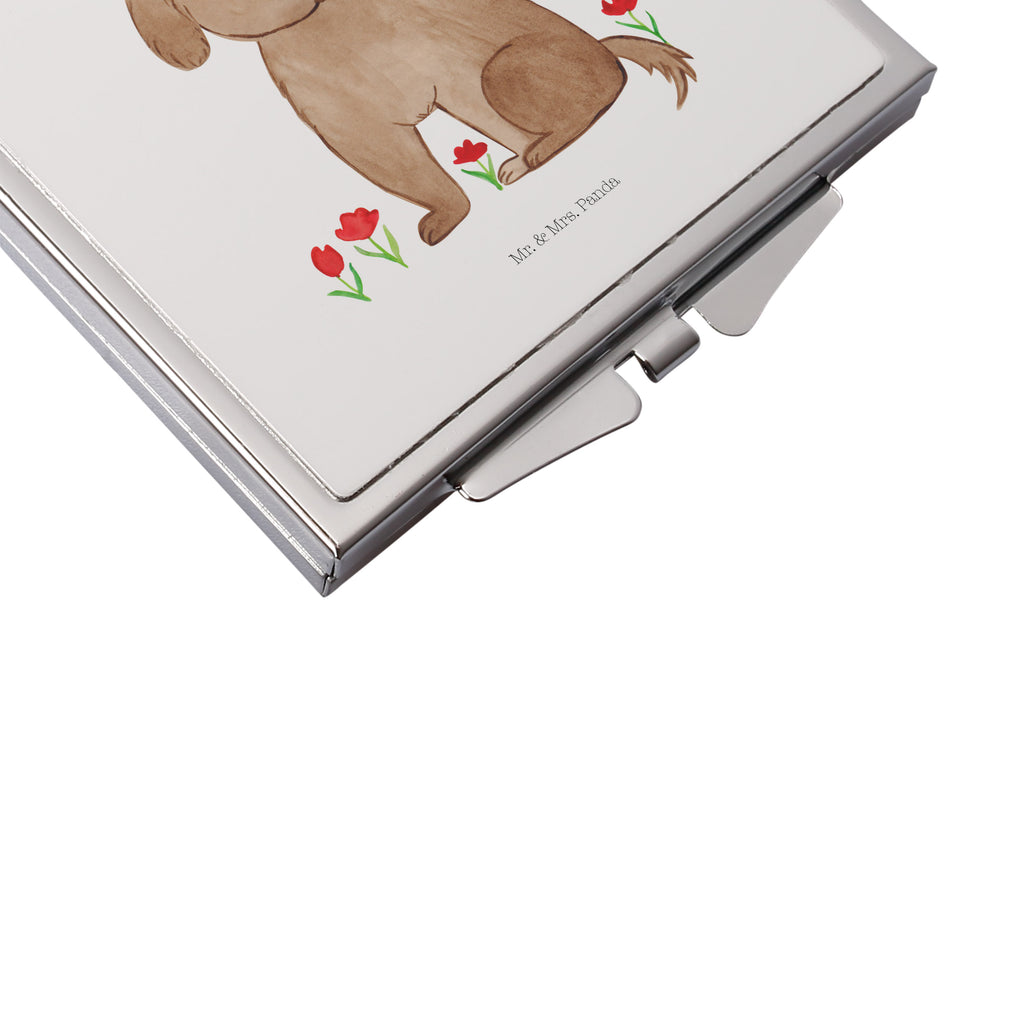 Handtaschenspiegel quadratisch Hund Hundedame Spiegel, Handtasche, Quadrat, silber, schminken, Schminkspiegel, Hund, Hundemotiv, Haustier, Hunderasse, Tierliebhaber, Hundebesitzer, Sprüche, Hunde, Hundeliebe, Hundeglück, Liebe, Frauchen