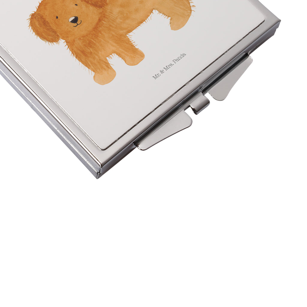 Handtaschenspiegel quadratisch Hund flauschig Spiegel, Handtasche, Quadrat, silber, schminken, Schminkspiegel, Hund, Hundemotiv, Haustier, Hunderasse, Tierliebhaber, Hundebesitzer, Sprüche, Hunde, Frauchen, Hundemama, Hundeliebe