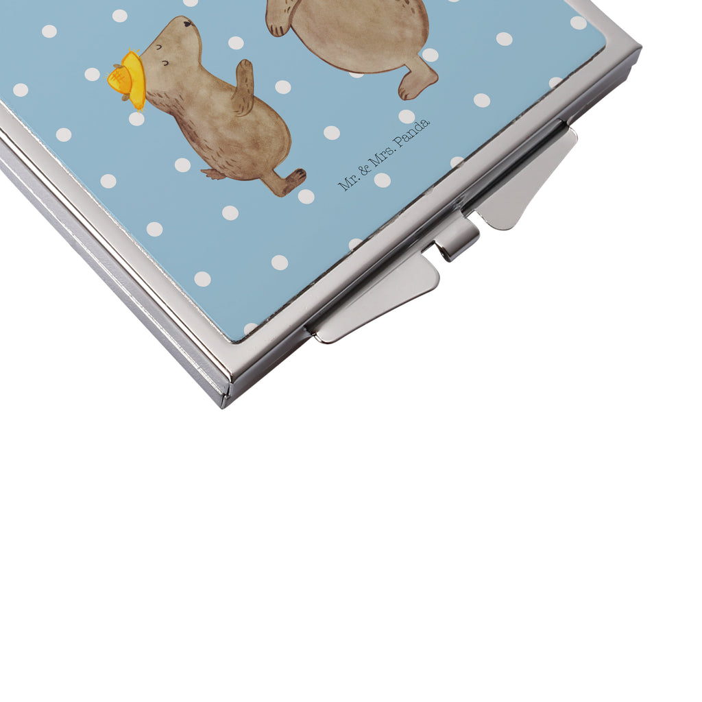 Handtaschenspiegel quadratisch Bären mit Hut Spiegel, Handtasche, Quadrat, silber, schminken, Schminkspiegel, Familie, Vatertag, Muttertag, Bruder, Schwester, Mama, Papa, Oma, Opa, Bär, Bären, Vater, Papi, Paps, Dad, Daddy, Lieblingsmensch, Sohn, Söhne, Kind, Kinder, Vater-Sohn, Family, Vorbild