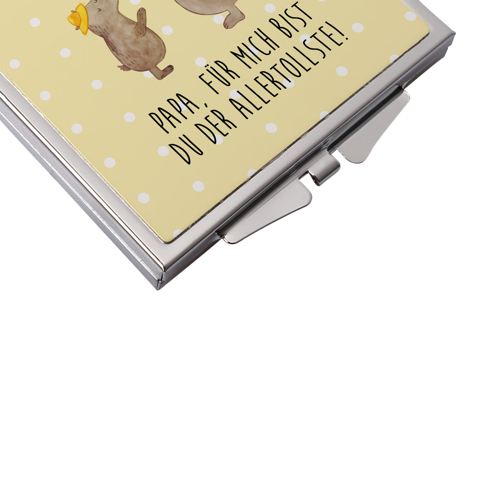 Handtaschenspiegel quadratisch Bären mit Hut Spiegel, Handtasche, Quadrat, silber, schminken, Schminkspiegel, Familie, Vatertag, Muttertag, Bruder, Schwester, Mama, Papa, Oma, Opa, Bär, Bären, Vater, Papi, Paps, Dad, Daddy, Lieblingsmensch, Sohn, Söhne, Kind, Kinder, Vater-Sohn, Family, Vorbild