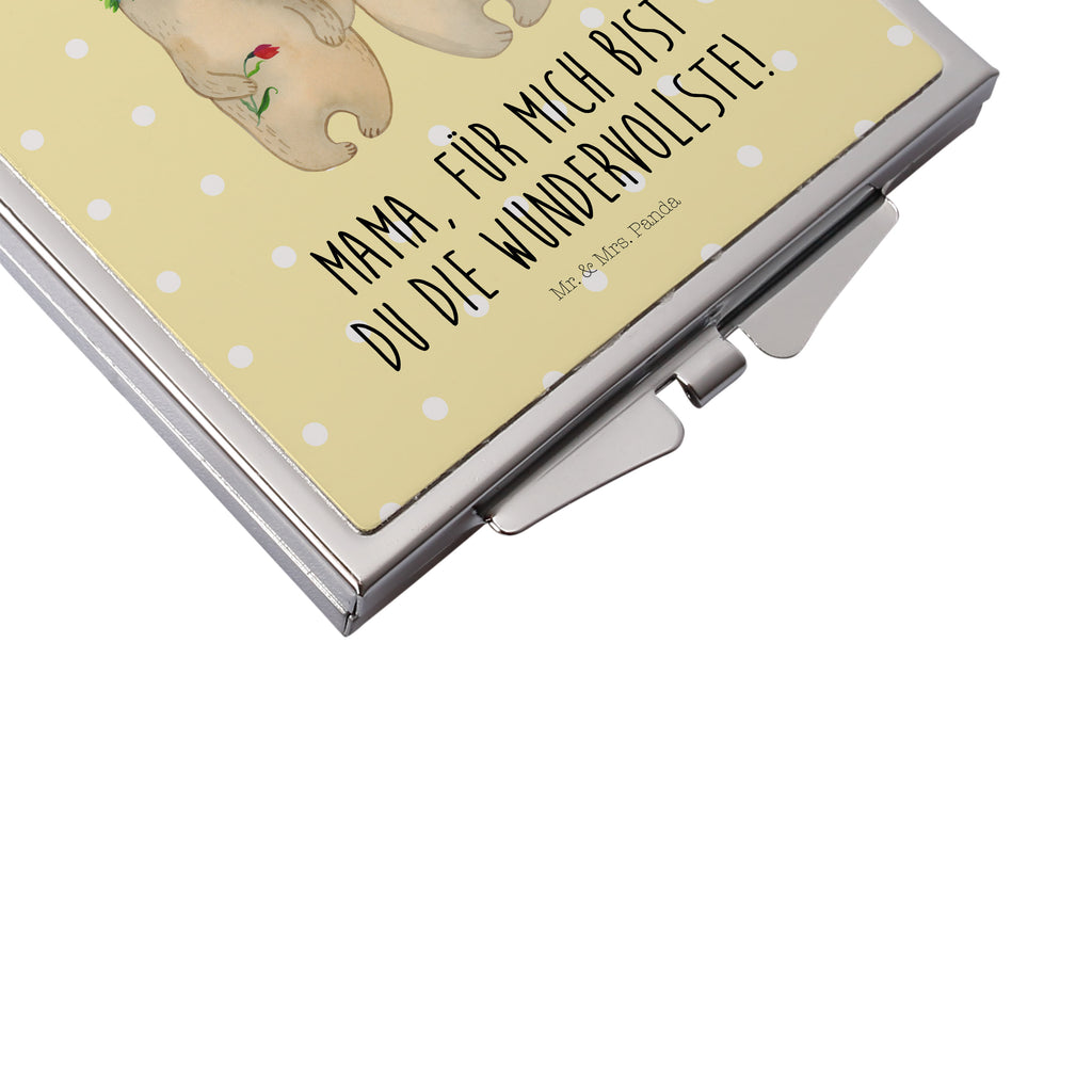 Handtaschenspiegel quadratisch Bären mit Blumenkranz Spiegel, Handtasche, Quadrat, silber, schminken, Schminkspiegel, Familie, Vatertag, Muttertag, Bruder, Schwester, Mama, Papa, Oma, Opa, Bär, Bären, Mutter, Mutti, Mami, Lieblingsmensch, Lieblingsmama, beste Mutter, weltbeste Mama, Geschenk Mama. Muttertag, Tochter, Kind, Kinder, Töchter, Family, Vorbild