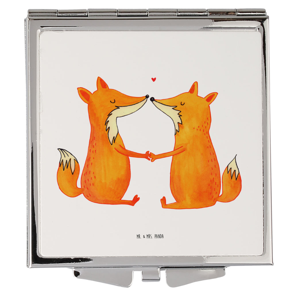 Handtaschenspiegel quadratisch Füchse Liebe Spiegel, Handtasche, Quadrat, silber, schminken, Schminkspiegel, Fuchs, Füchse, Fox, Liebe, Liebespaar, Paar, Partner, Freundin, Freund, Ehe, Verlobte, Ehemann, Ehefrau, Liebesbeweis