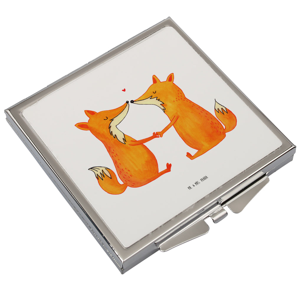 Handtaschenspiegel quadratisch Füchse Liebe Spiegel, Handtasche, Quadrat, silber, schminken, Schminkspiegel, Fuchs, Füchse, Fox, Liebe, Liebespaar, Paar, Partner, Freundin, Freund, Ehe, Verlobte, Ehemann, Ehefrau, Liebesbeweis