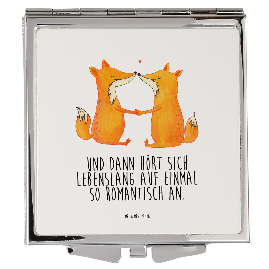 Handtaschenspiegel quadratisch Füchse Liebe Spiegel, Handtasche, Quadrat, silber, schminken, Schminkspiegel, Fuchs, Füchse, Fox, Liebe, Liebespaar, Paar, Partner, Freundin, Freund, Ehe, Verlobte, Ehemann, Ehefrau, Liebesbeweis