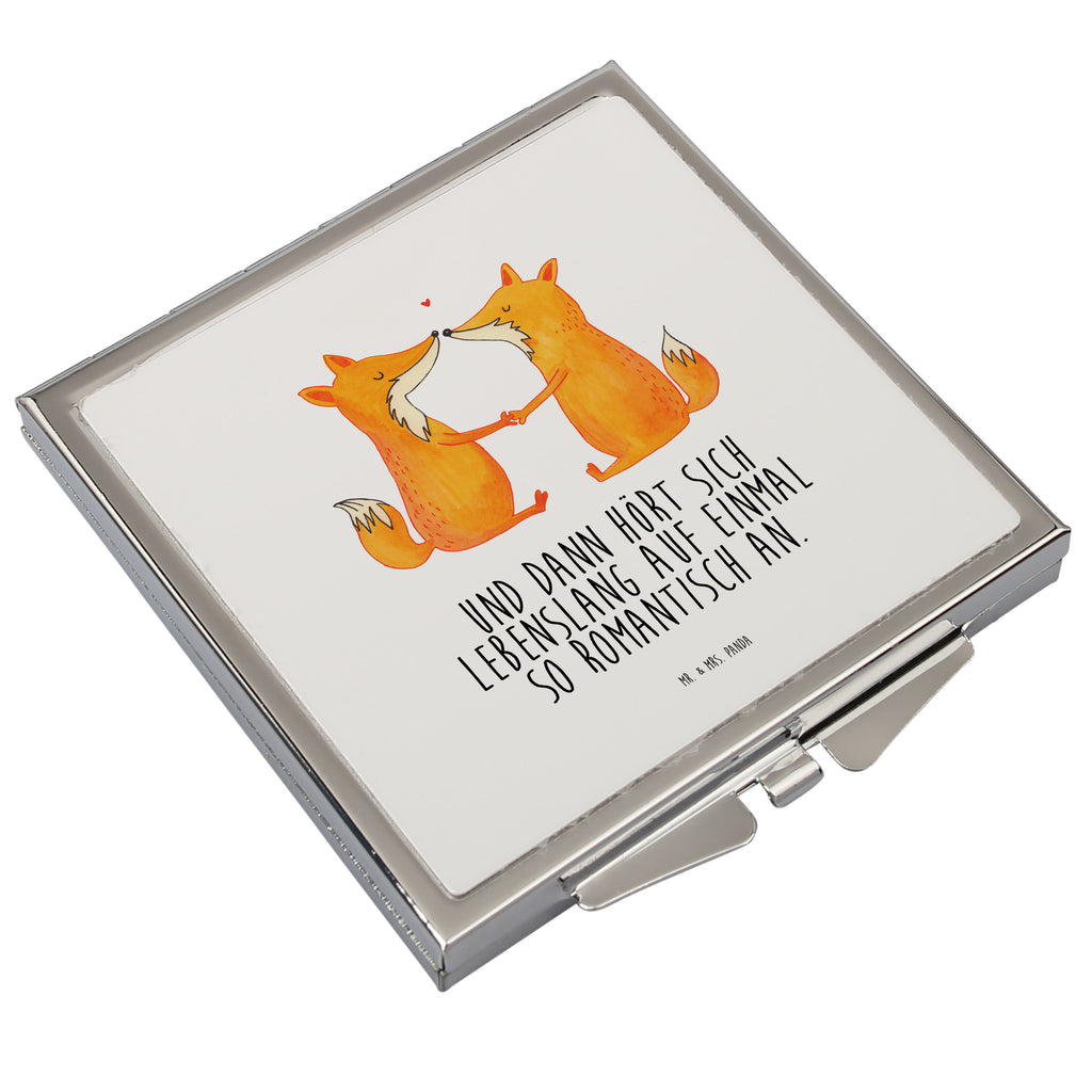Handtaschenspiegel quadratisch Füchse Liebe Spiegel, Handtasche, Quadrat, silber, schminken, Schminkspiegel, Fuchs, Füchse, Fox, Liebe, Liebespaar, Paar, Partner, Freundin, Freund, Ehe, Verlobte, Ehemann, Ehefrau, Liebesbeweis