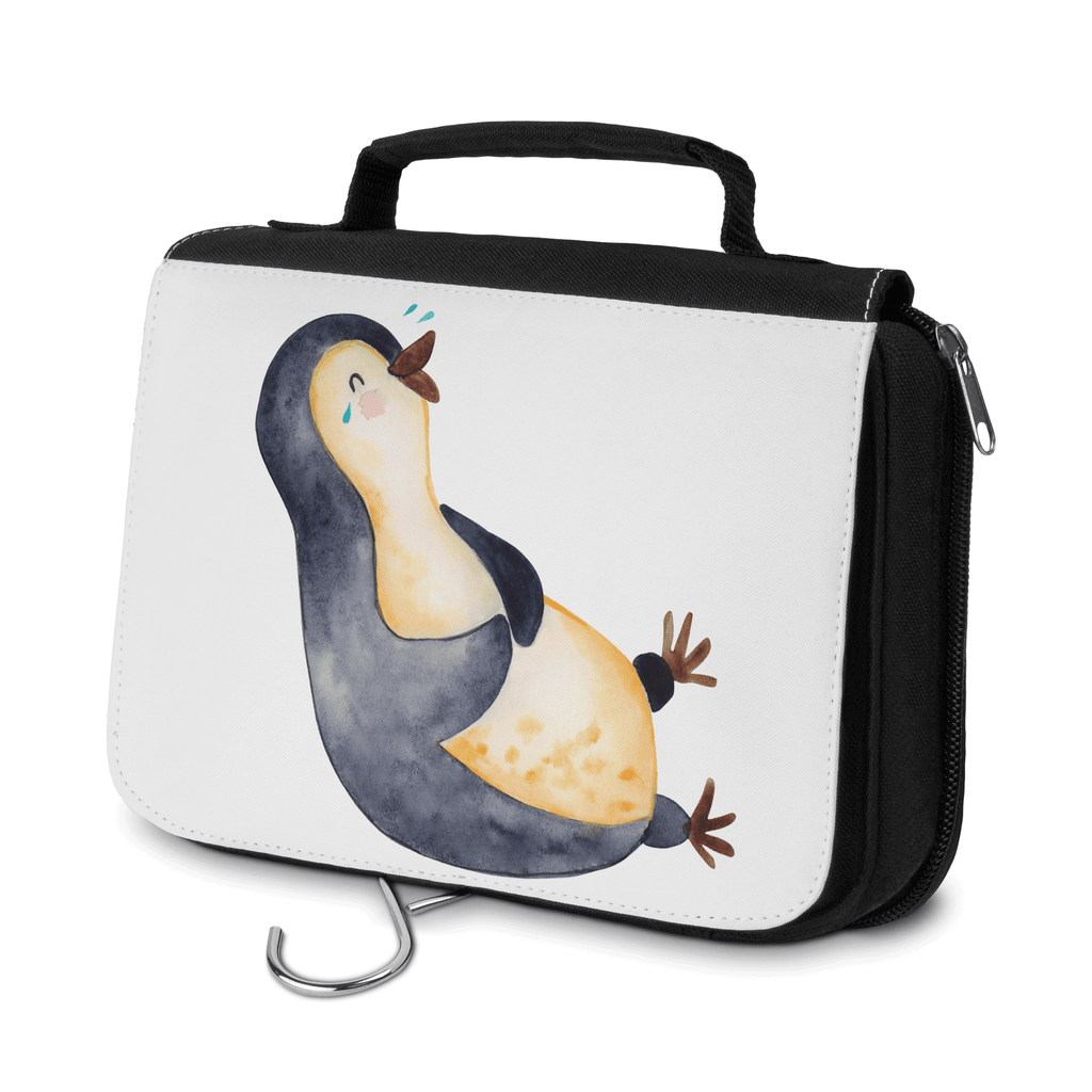 Kulturbeutel Pinguin lachend Kulturbeutel, Zum Aufhängen, Waschtasche, Kosmetiktasche, Damen, Herren, Aufbewahrungstasche, Schminktasche, Kosmetikbeutel, Organizer, Kulturtasche, Schminkutensil, Pinguin, Pinguine, lustiger Spruch, Optimismus, Fröhlich, Lachen, Humor, Fröhlichkeit