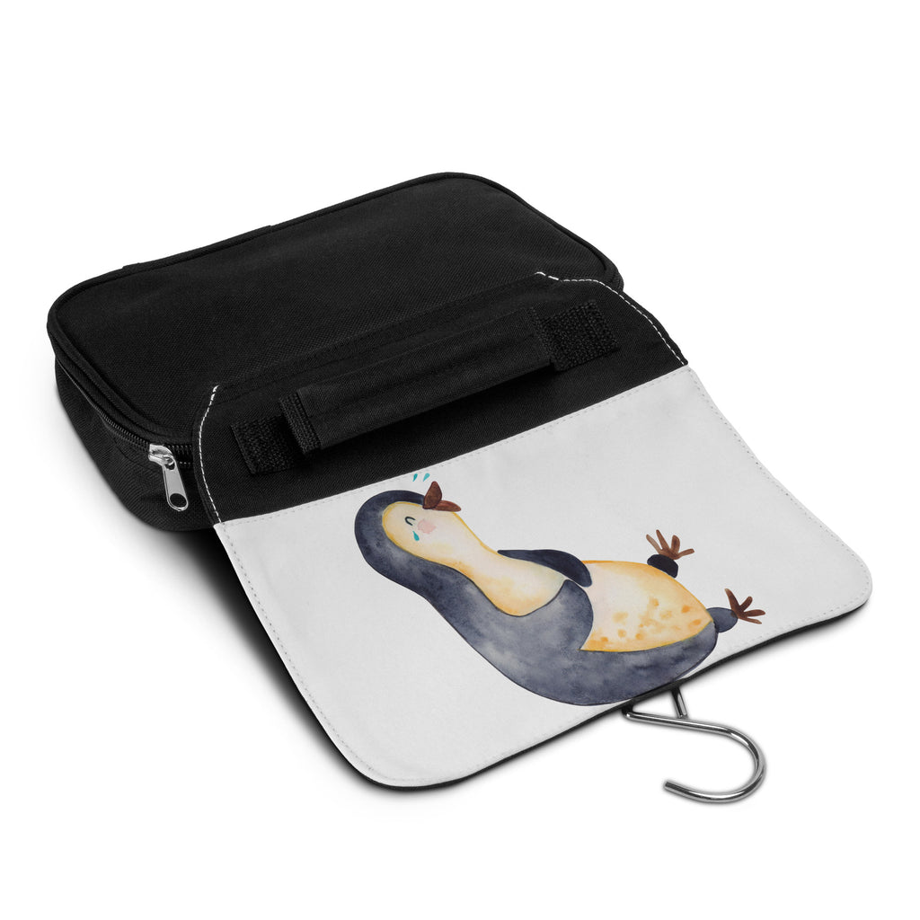 Kulturbeutel Pinguin lachend Kulturbeutel, Zum Aufhängen, Waschtasche, Kosmetiktasche, Damen, Herren, Aufbewahrungstasche, Schminktasche, Kosmetikbeutel, Organizer, Kulturtasche, Schminkutensil, Pinguin, Pinguine, lustiger Spruch, Optimismus, Fröhlich, Lachen, Humor, Fröhlichkeit
