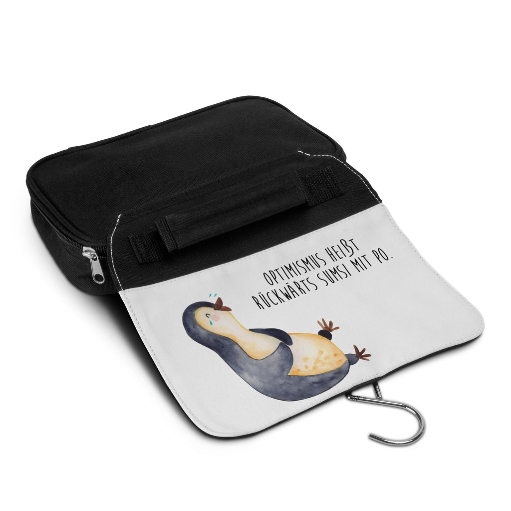 Kulturbeutel Pinguin lachend Kulturbeutel, Zum Aufhängen, Waschtasche, Kosmetiktasche, Damen, Herren, Aufbewahrungstasche, Schminktasche, Kosmetikbeutel, Organizer, Kulturtasche, Schminkutensil, Pinguin, Pinguine, lustiger Spruch, Optimismus, Fröhlich, Lachen, Humor, Fröhlichkeit