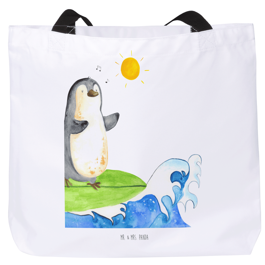 Shopper Pinguin Surfer Beutel, Einkaufstasche, Tasche, Strandtasche, Einkaufsbeutel, Shopper, Schultasche, Freizeittasche, Tragebeutel, Schulbeutel, Alltagstasche, Pinguin, Pinguine, surfen, Surfer, Hawaii, Urlaub, Wellen, Wellen reiten, Portugal